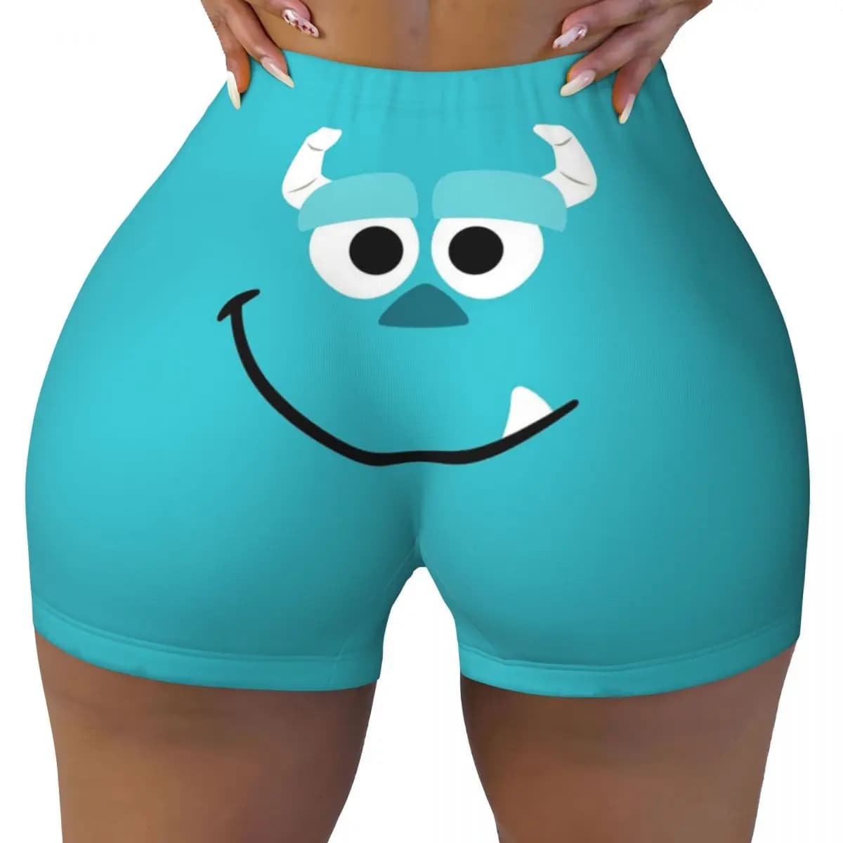 Custom Women's Monsters University Sulley Workout Yoga Shorts Gym Athletic Volleyball Biker Shorts
