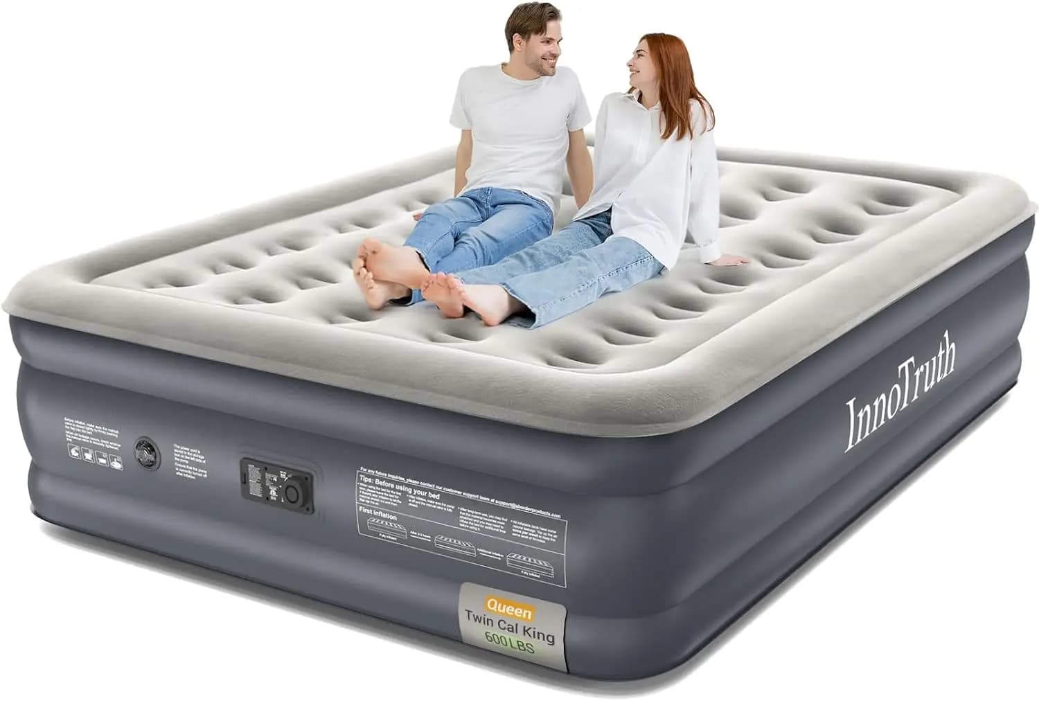 Queen Air Mattress with Built in Pump, Inflatable Blow up Mattress, 18" Raised Colchones Inflables Air Bed for Guests & Home, Id