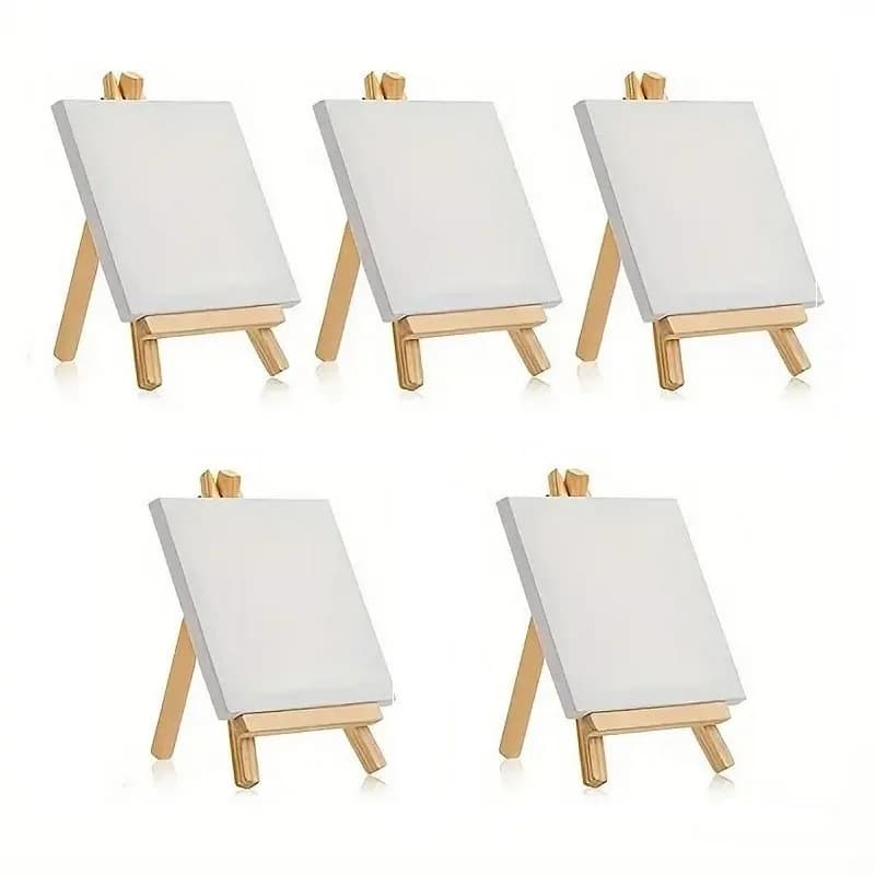 5PCS Canvases To Paint Minis Canvases Package To Paint White Canvas for Painting Stretched Blank Sandpieces To Paint HB01