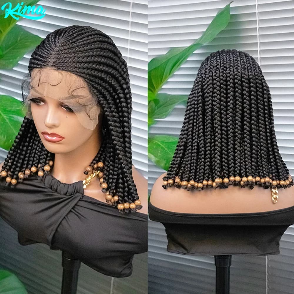 14 Inch Short Bob Wig Braided Wigs Synthetic Lace Front Wig Heat Resistant Synthetic Braiding Hair Wig For Black Women