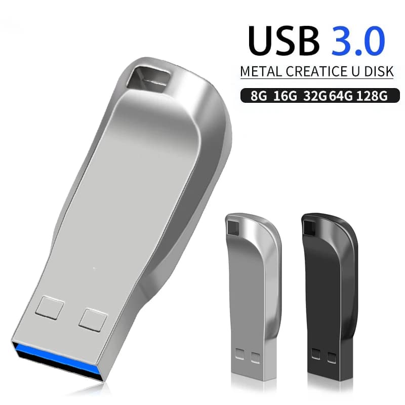 High-Speed Metal Rod USB Flash Drive 3.0 Pendrive - 128GB 64GB 32GB 16GB 8GB - Durable Free Stick Pen U Disk for Data Storage