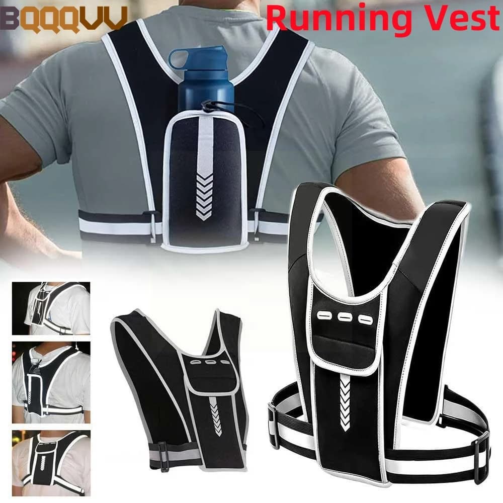 Reflective Running Backpack, Reflective Sport Vest, Multifunctional Water Bottle Bags for Outdoor Exercise, Riding, Hiking, 1Pc