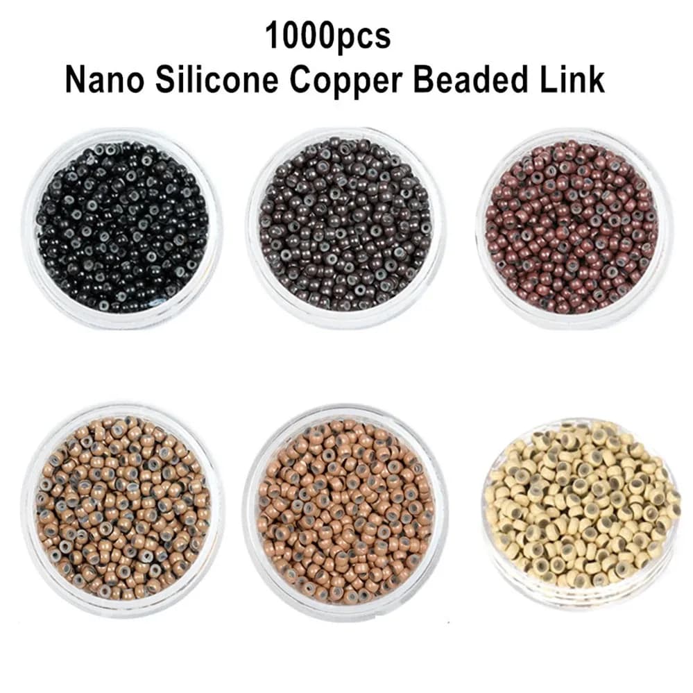 1000 PCS 3mm Nano Silicone Lined Micro Ring Hair Extension Beads for Nano Tip Human Hair Extensions