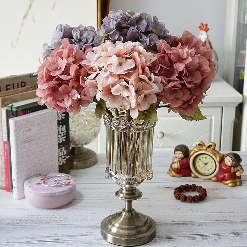Artificial flowers Vintage Hydrangea Vase for Christmas Home Decorations Wedding Bridal Hot selling high quality Diy Gifts Box