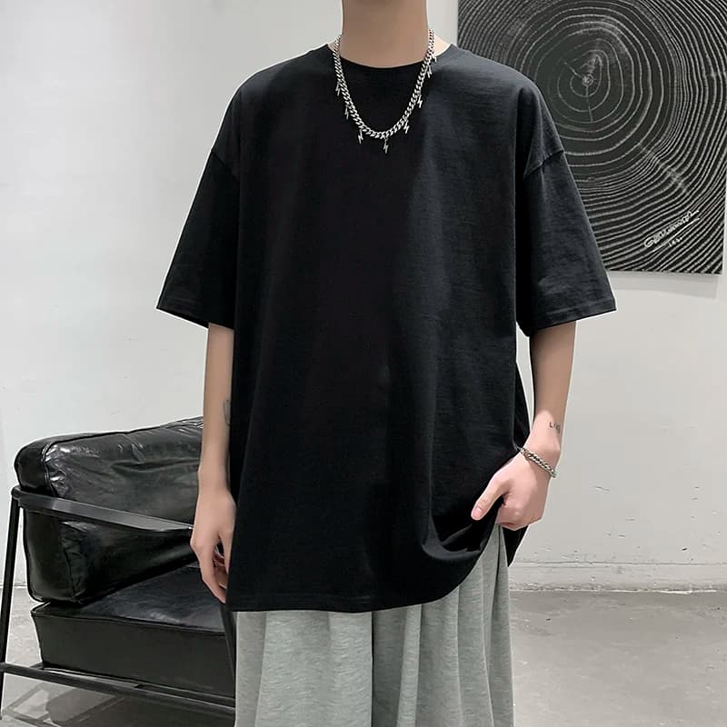 LAPPSTER Men Oversized Graphic Solid T Shirts Colorfuls 100% Cotton 2023 Mens White Classical Tee Male Short Sleeve O-Neck Tops