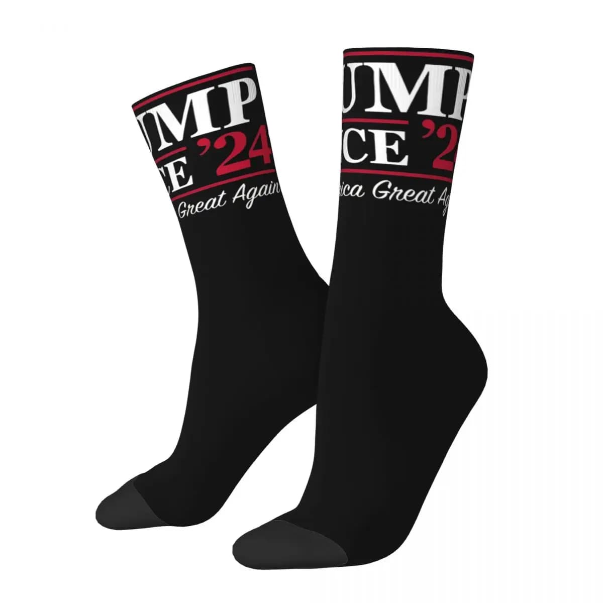 Trump Vance 2024 Election Accessories Crew Socks Cozy MMGA Sport Long Socks Warm for Men's Little Small Gifts
