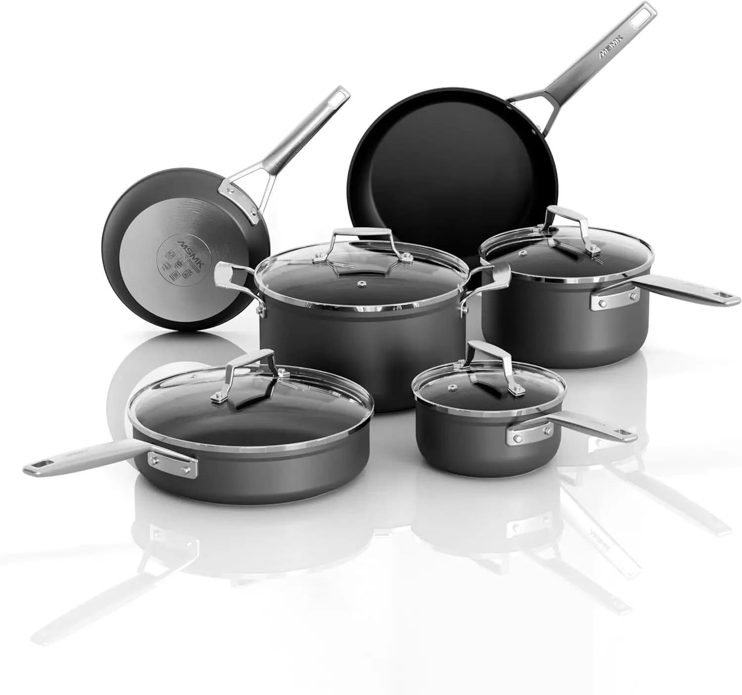 Pans Set non stick, Cookware Sets for building a starter kitchen or refreshing, Even Heating, Easy Clean-