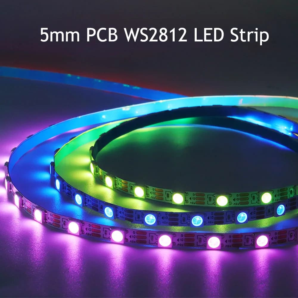 WS2812B Addressable DC5V White PCB 1/2/3/4/5M Pixel LED Strip 5mm 5050 RGB 60LEDs/m WS2812 Digital Light Dream Color IP30