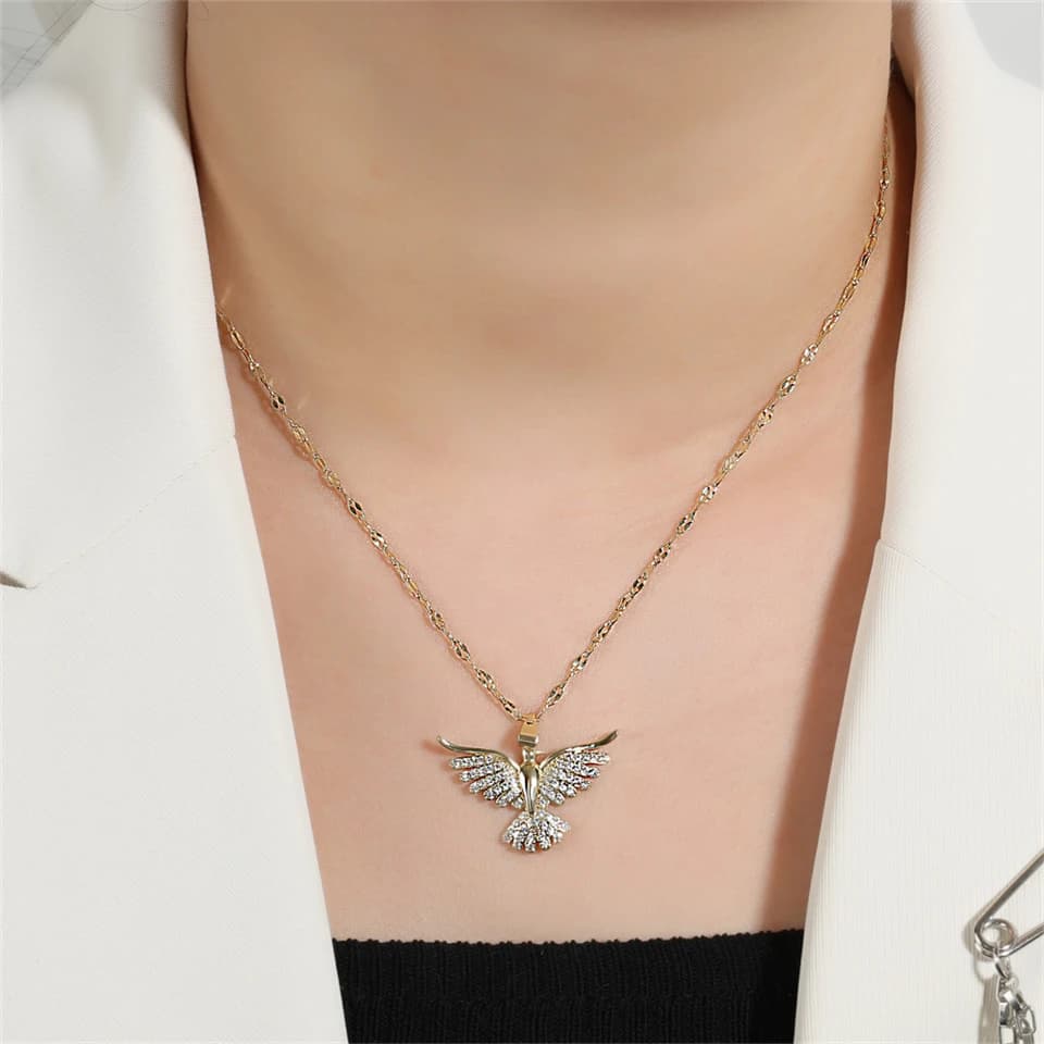 Stainless Steel Colorful Hummingbird Pendant Necklace For Women Girls Shiny Zircon Birds Clavicle Chain Choker Aesthetic Jewelry