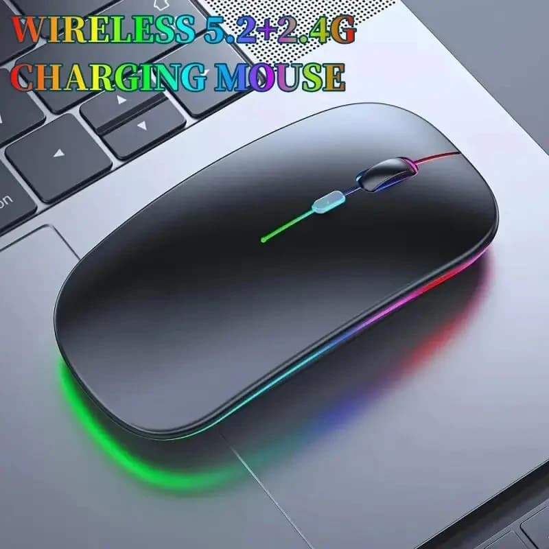 Rechargeable Wireless Gaming Mouse - Ergonomic USB Silent Mouse with RGB Backlight, Compatible with Laptop PC, Quiet Click, Adjustable DPI