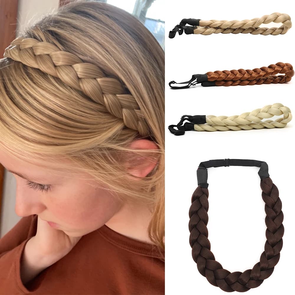 Synthetic Premium Adjustable Handmade Fashion Braiding Hair  Braided Elastic Band Hair Headband Headwear For Women