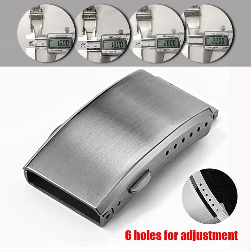 Watchdives Watch Clasp 16mm 18mm 20mm 22mm Silver Folding Safety Milled Clasp Replacement Stainless Steel Deployant Watch Buckle