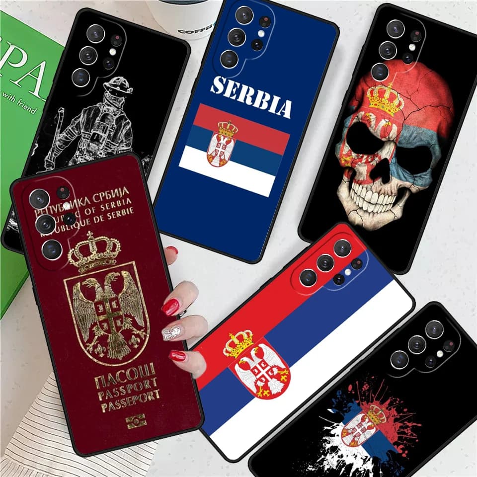 Flag of Serbia Serbian For Samsung Galaxy S24 Ultra S21 S22 S8 S9 S10E Note 10 20 Plus FE S23 Phone case Cover Coque