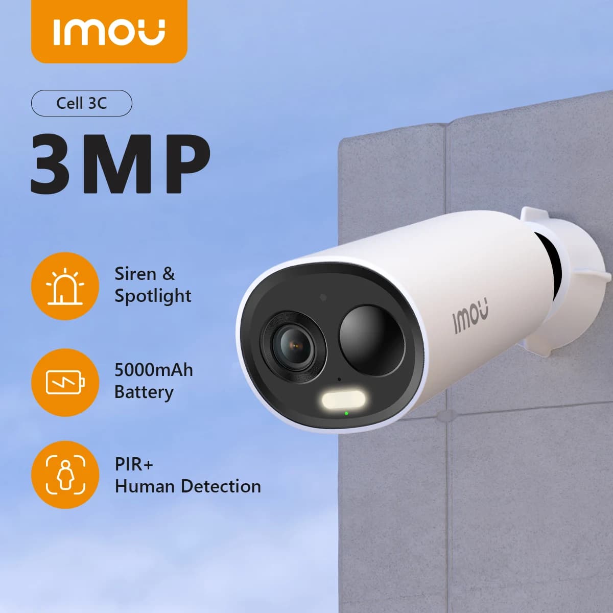 IMOU Cell 3C 3MP Battery Powered Security Camera Outdoor Wireless WIFI Camera Two-Way Talk Surveillance Camera IP66 Weatherproof