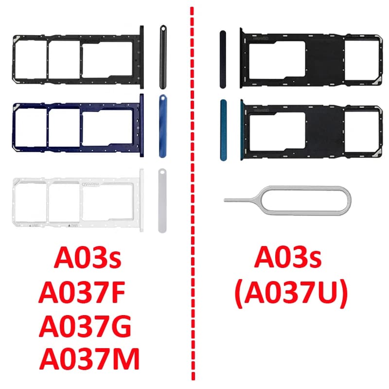 Phone Sim Chip Card Tray For Samsung Galaxy A03s A037 A037U A037F A037G A037M New Micro SD Card Slot Drawer Pocket Black