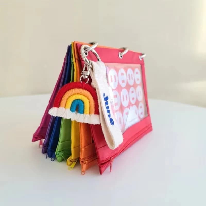 Children's Ins Rainbow Seven-color Document Storage Bag Small Stationery Bag Baby Wash Bag Divider Bag Baby School Supplies