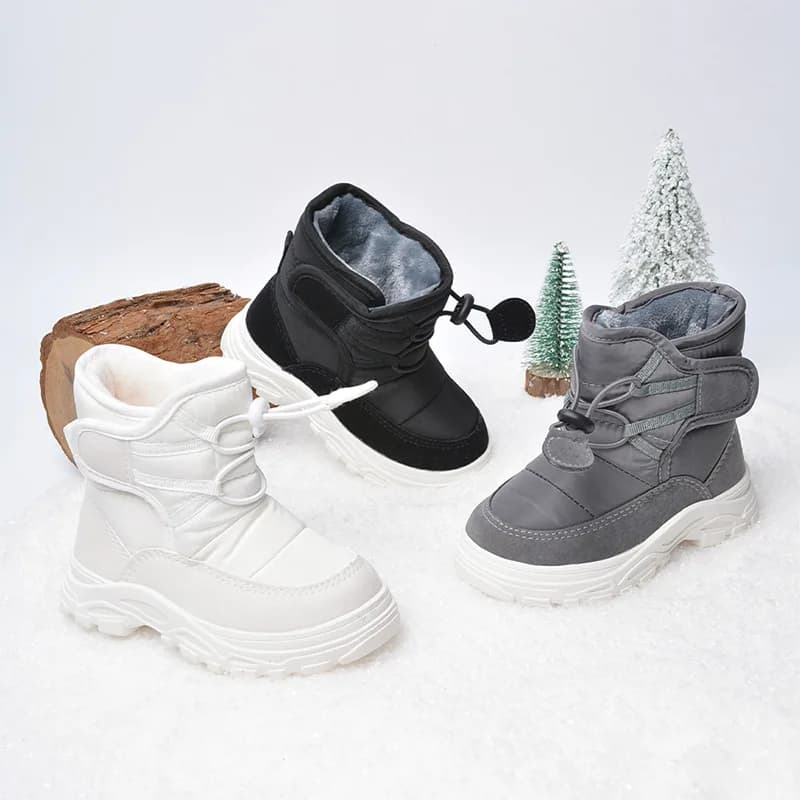 Winter Children Snow Boots Baby Soft Warm Plush Inside Cotton Shoes Boys Girls Waterproof Anti-kick Boots Princess Buckle Shoes