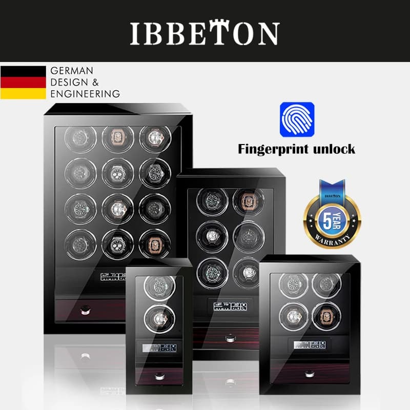 Watch Winder Luxury Automatic Watches Safe Box with Fingerprint unlock Remote Control Clock Shaker Case Wooden Watch Storage Box