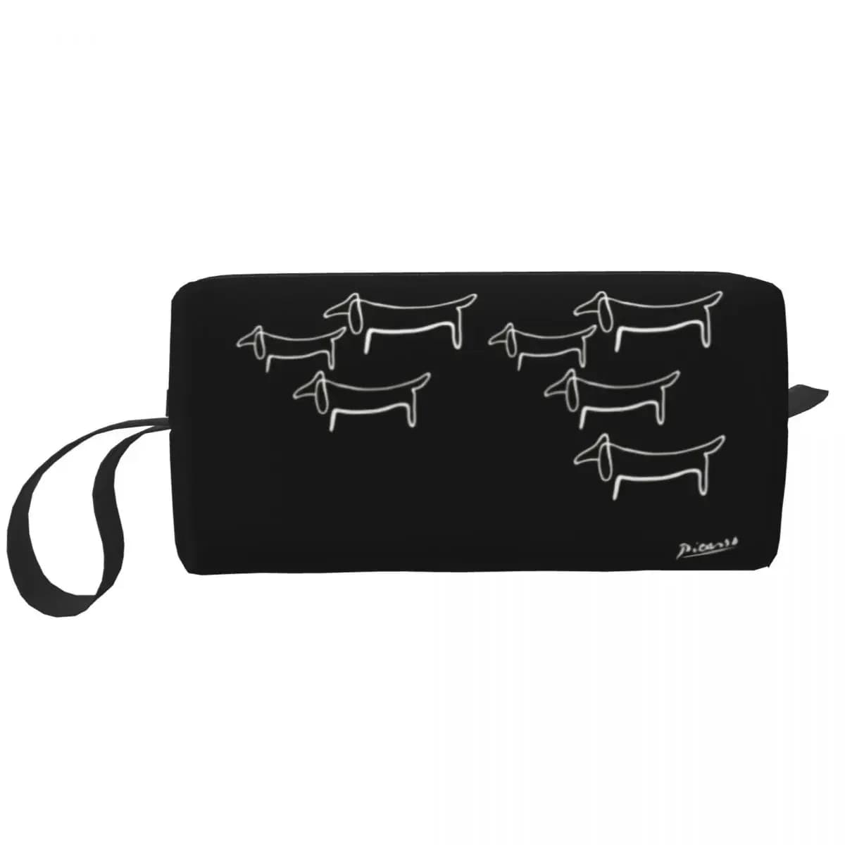 Pablo Picasso Line Art Dachshund Cosmetic Bag Women Cute Large Capacity Wild Wiener Dog Makeup Case Beauty Storage Toiletry Bags
