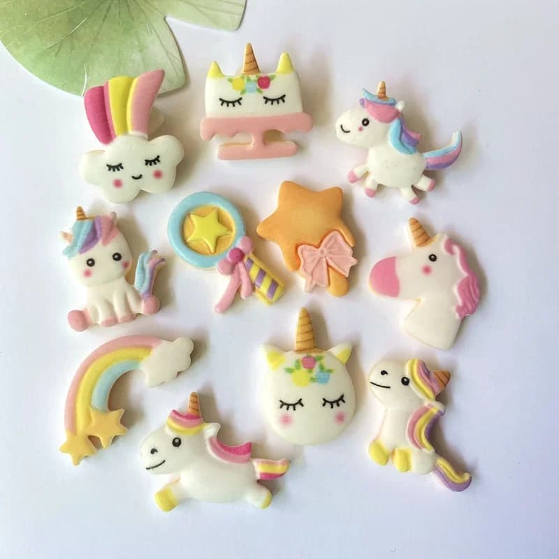 10Pcs Lovely Resin Unicorn Cabochon Colorful Rainbow Flatback Hair Embellishment Ornament Applique DIY Wedding Scrapbook