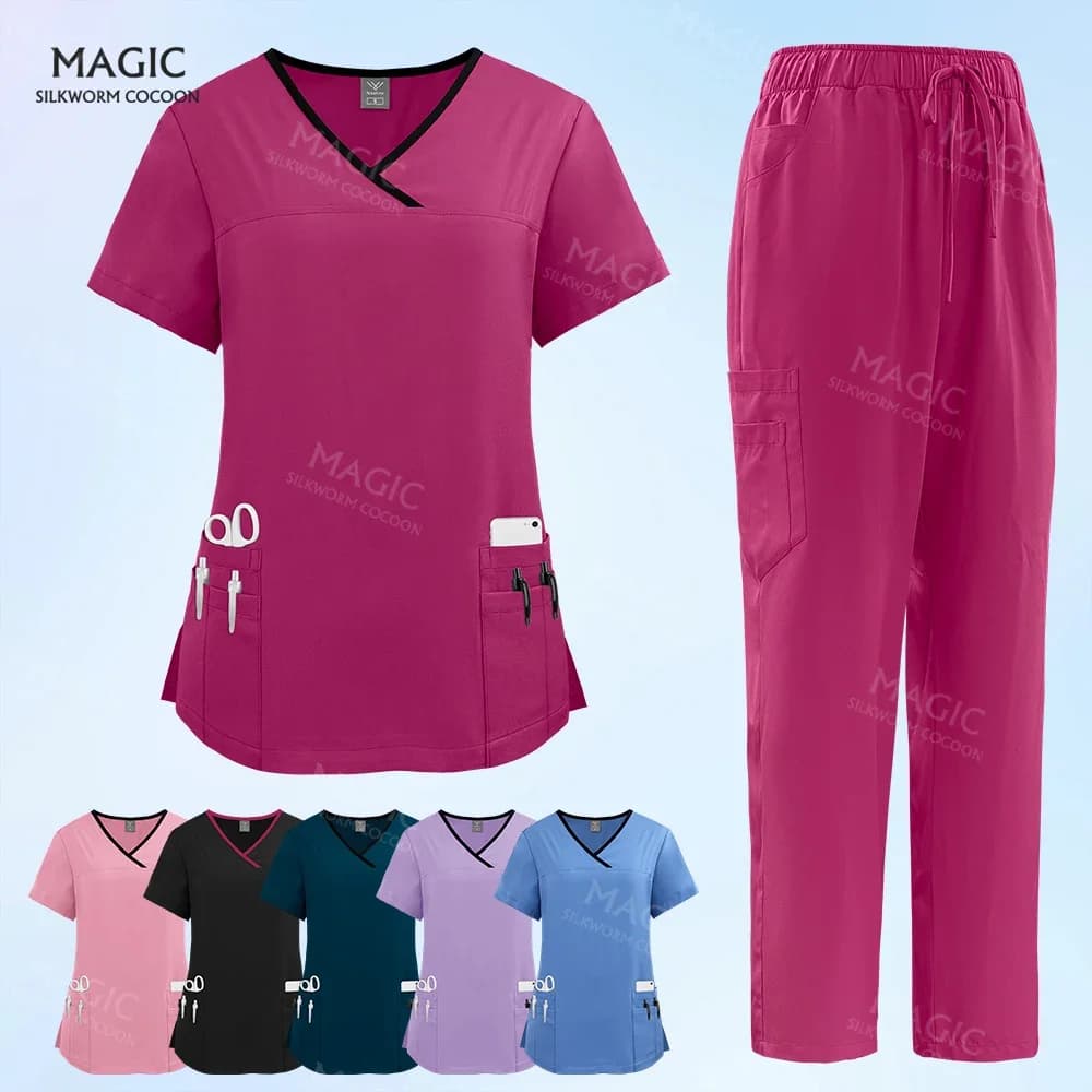 High Quality Hot Sale Hospital Uniform Wholesale Tops and Pants Medical Women Nursing Scrub Uniform Women’s Surgical Scrubs Sets