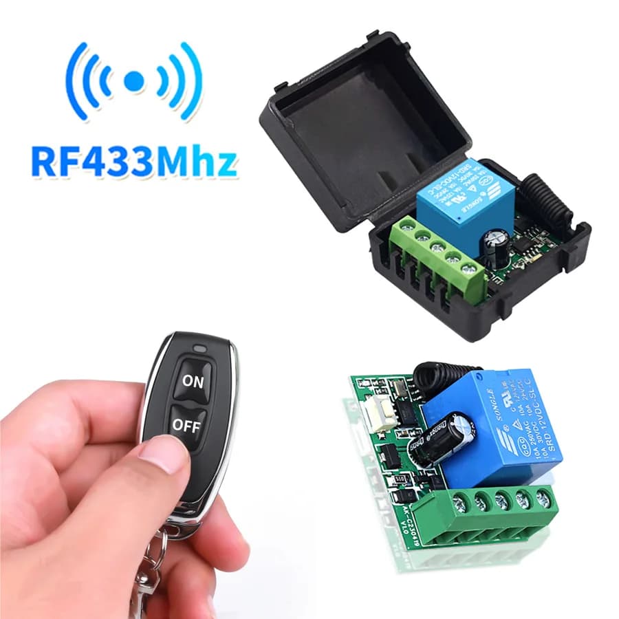 Remote Control RF433Mhz Wireless Light Switch DC 12V 1CH 10A Relay Receiver Transmitter for Door Electromagnetic Lock DIY Module