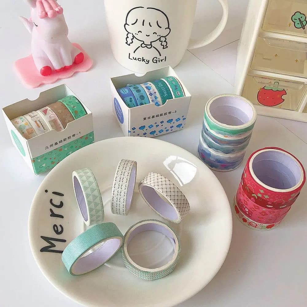 5Rolls/box Creative Masking Tape Set Brand New Basic Pattern Washi Tape High Quality DIY Scrapbooking Diary Journal Stationery