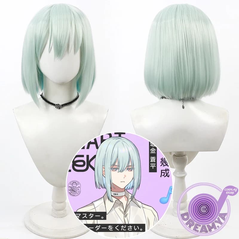 Kinari Azekawa Cosplay Wig 18 Trip Mint Green Short Heat Resistant Synthetic Hair Halloween Role Play Party Headwear + Wig Cap