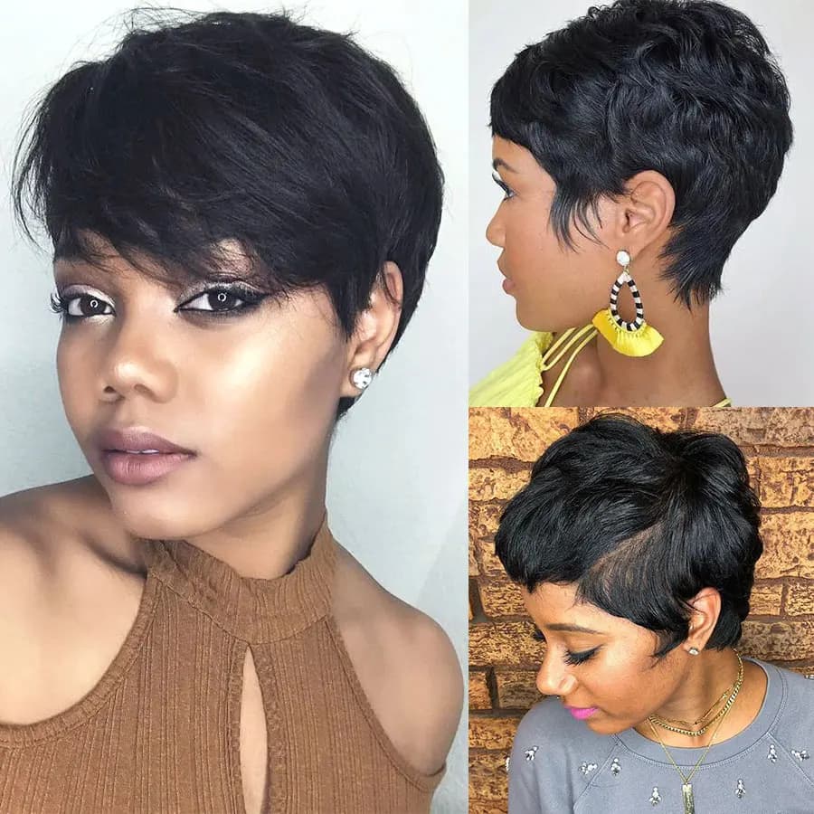 Short Pixie Cut Wigs For Women Human Hair Wigs Short Layered Cut Wigs With Bangs Bob Straight Brazilian Remy Cheaper Natural Wig