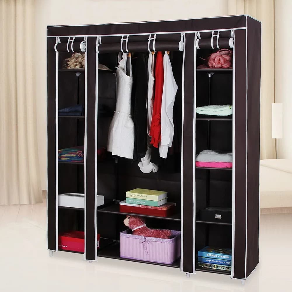69" Portable Clothes Closet Wardrobe Storage Organizer with Non-Woven Fabric  Quick and Easy to Assemble  Extra Strong