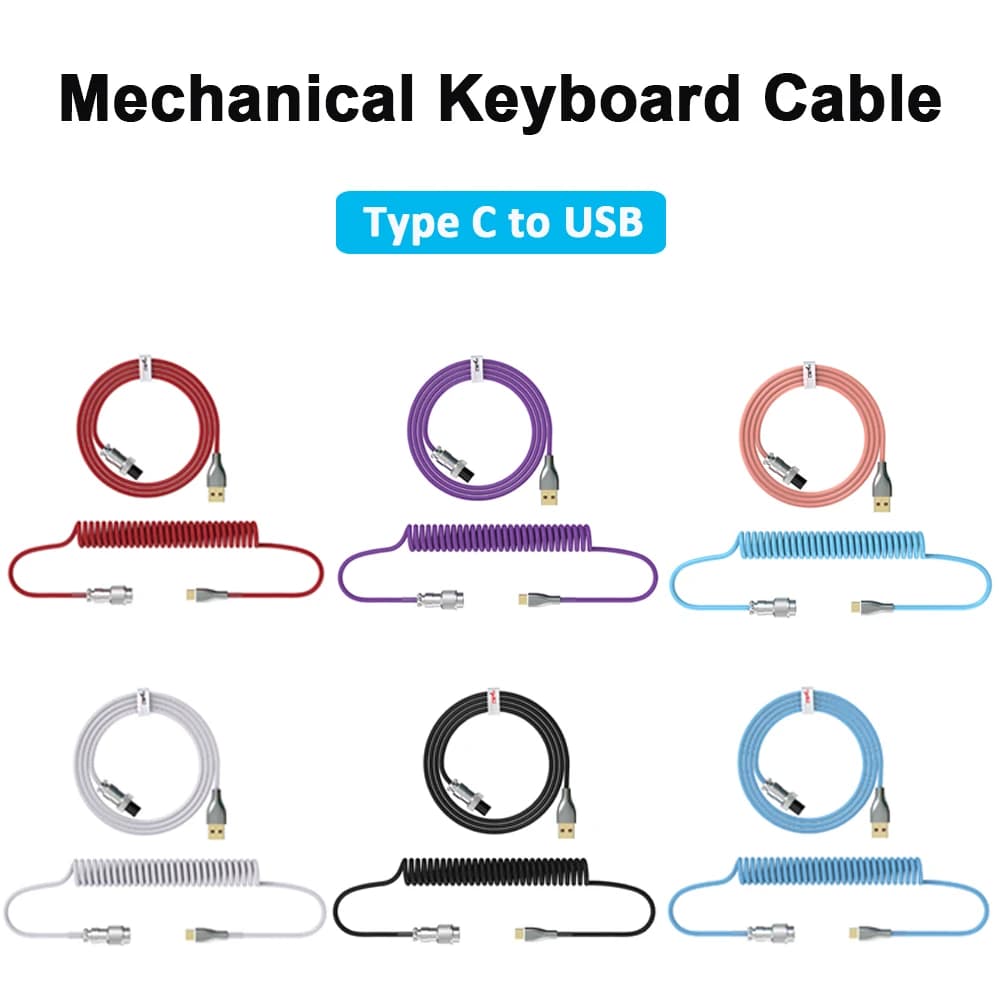 Coiled Cable  Mechanical Keyboard Aviator Cable Type-C to USB Connector Keyboard Aviation Cable For Gaming Keyboard Accessory