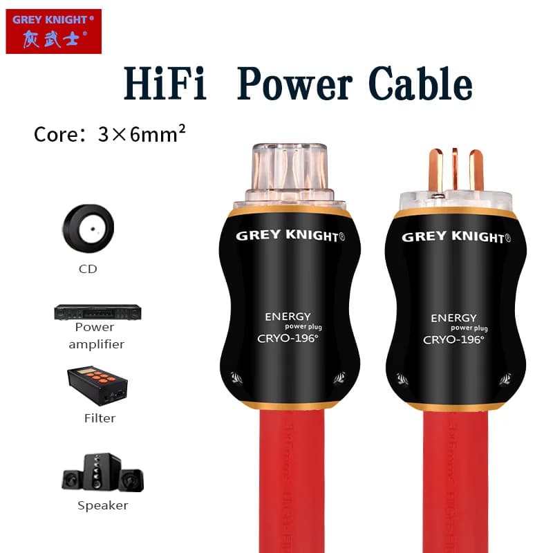 Grey Knight 3*6mm² Hi-End hifi audio EU/US power cord  CD Amplifier Amp pure copper power cable  Schuko Power Iine 4Square