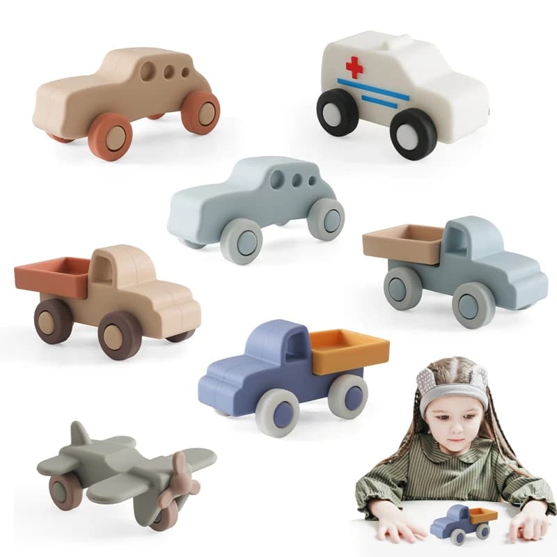 1Pcs Food Grade Baby Silicone Teether Toy Cartoon Car Nursing Teething Ring BPA Free Newborn Health Molar Chewing Accessorie Toy