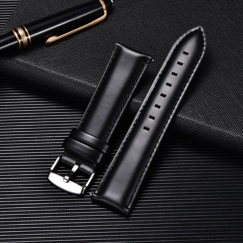 Business Genuine Leather Strap Quick Release Band Black Brown Calf Leather Men Retro Watchband 20mm 22mm