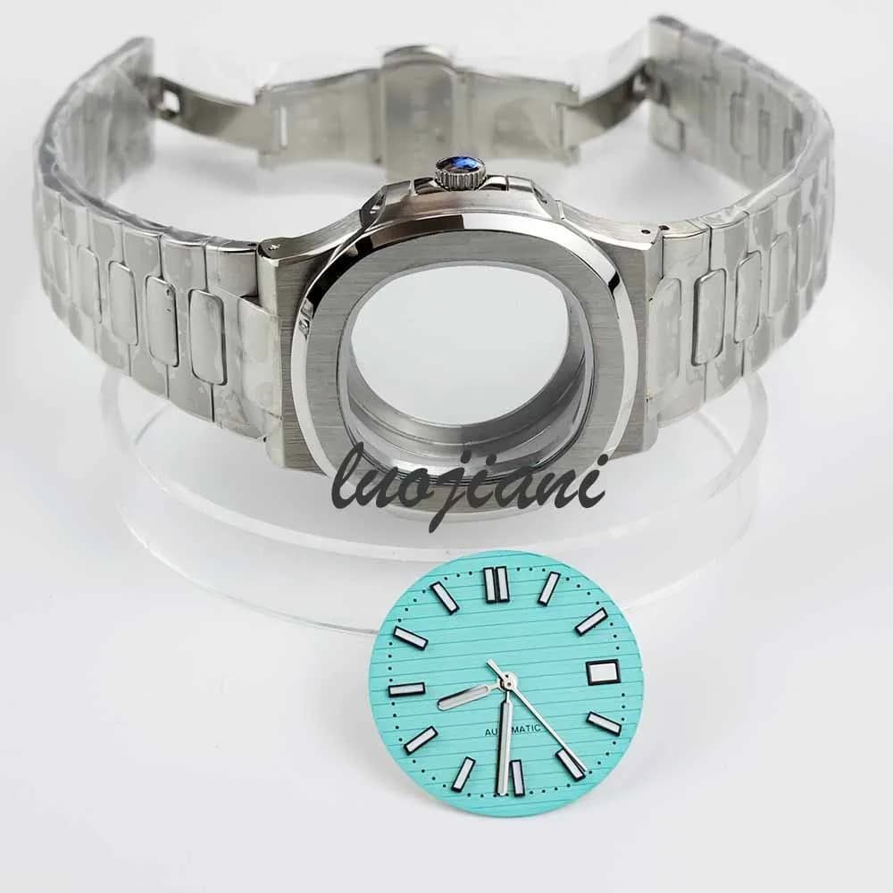 40mm Watch Cases With Watchband Sapphire Glass Waterproof For Modified Nautilus nh35 nh36 Movement 29.8mm Dial and Hands Parts