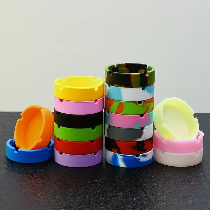 Creative Round Home Portable Ashtray Marble Stripe Camouflage Luminous Fluorescent White Smoke Cup Silica Gel Ashtray