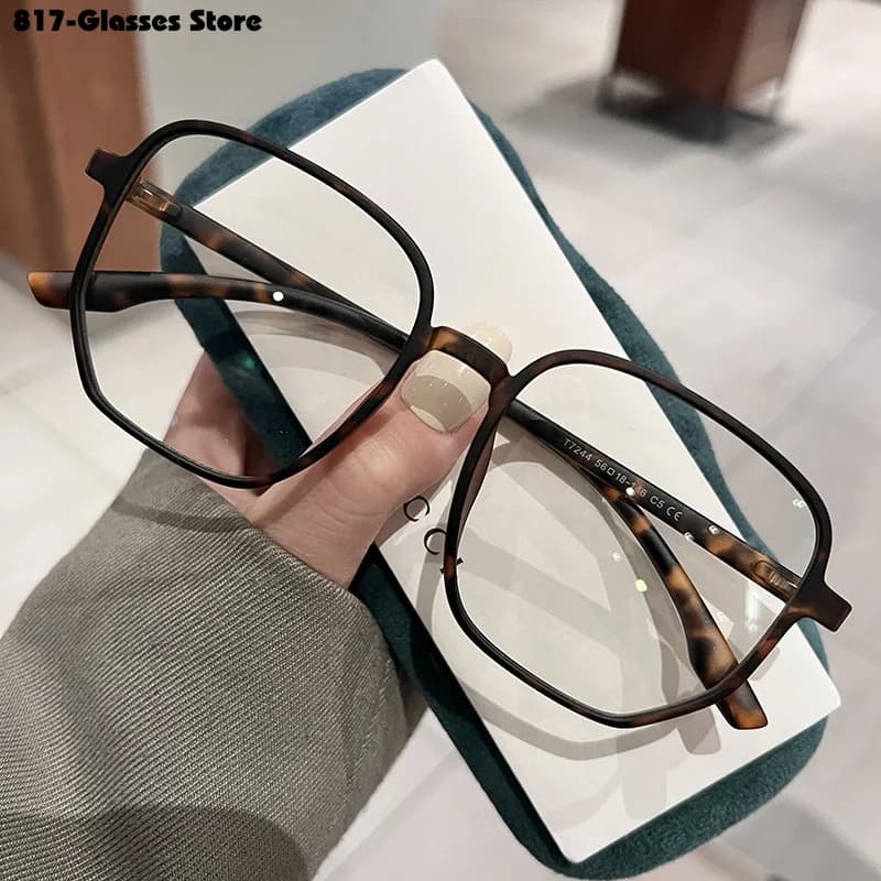 Ultra Light Myopia Glasses Men Women Minus Diopter Eyeglasses Trendy Large Size Square Frame Near Sight Eyewear