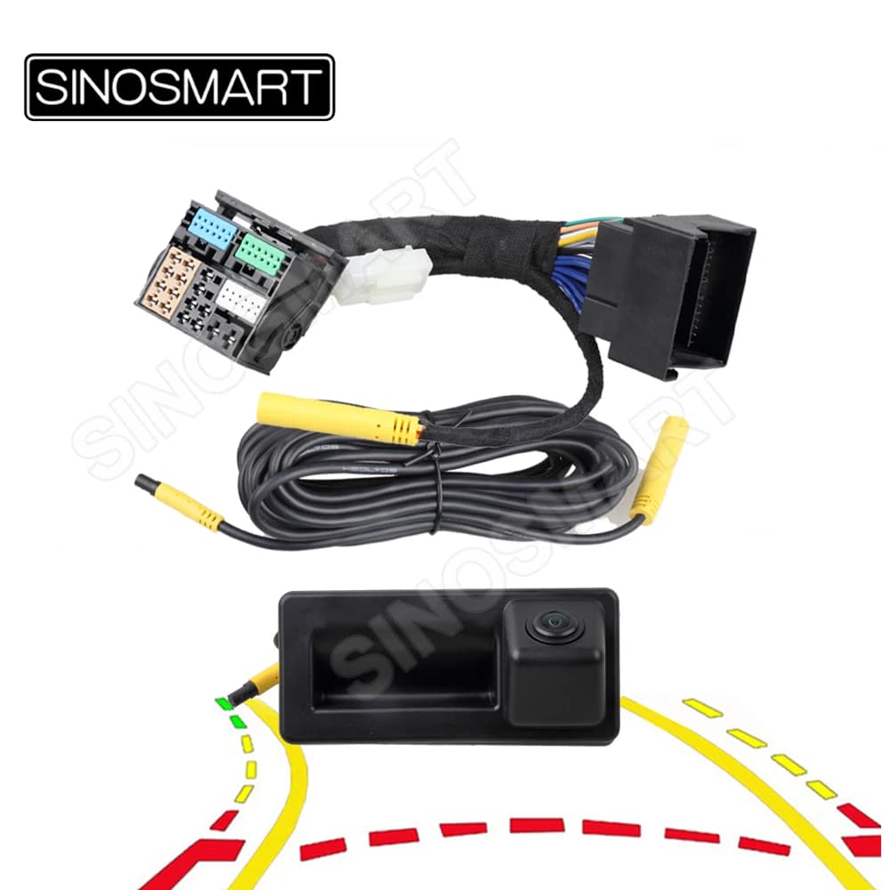 SINOSMART Dynamic Trajectory Reverse Camera for VW Tiguan Skoda Octavia Superb Audi A3 Q2 Q3 Seat Leon, CanBus, Plug & Play MQB