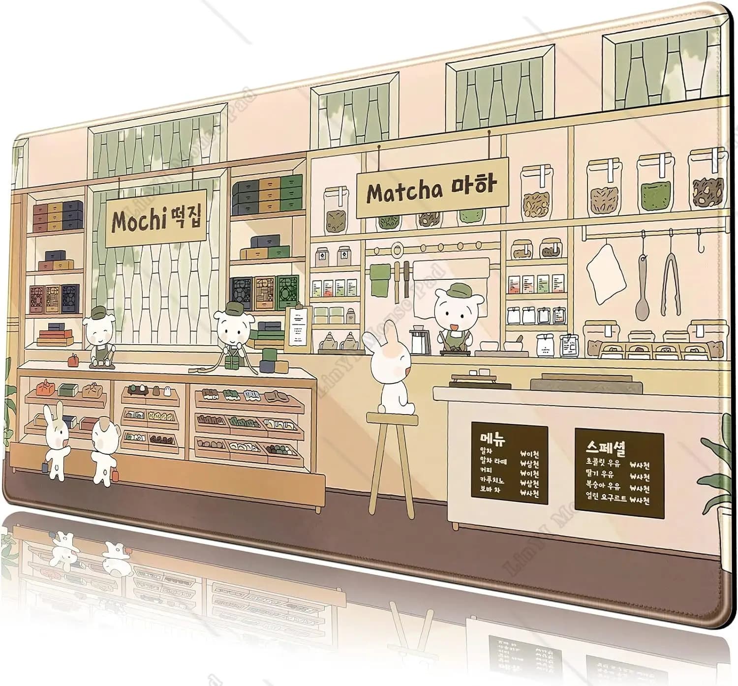 Kawaii Beige Japanese Anime Large Mouse Pad XXL Gaming Mousepad  Desk Accessories for Laptop 31.5X11.8 In Non-Slip Rubber Base