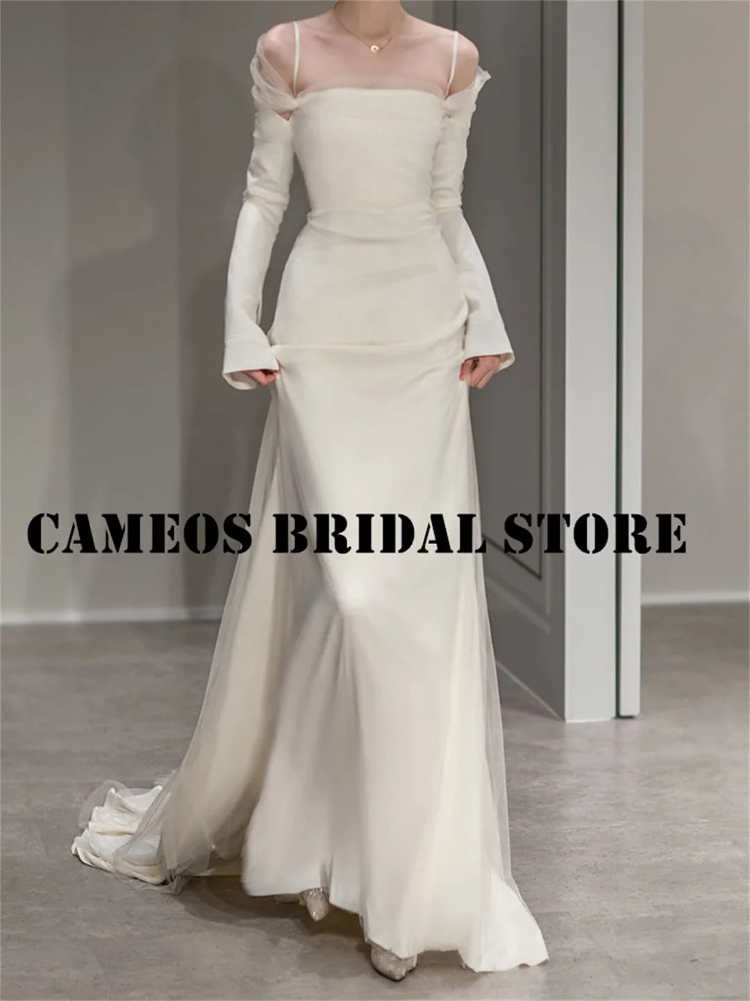 SONDR Customized Silk Satin Wedding Dresses Off the Shoulder Mermaid Elegant Evening Ivory Bride Gowns Women Bridal Dresses