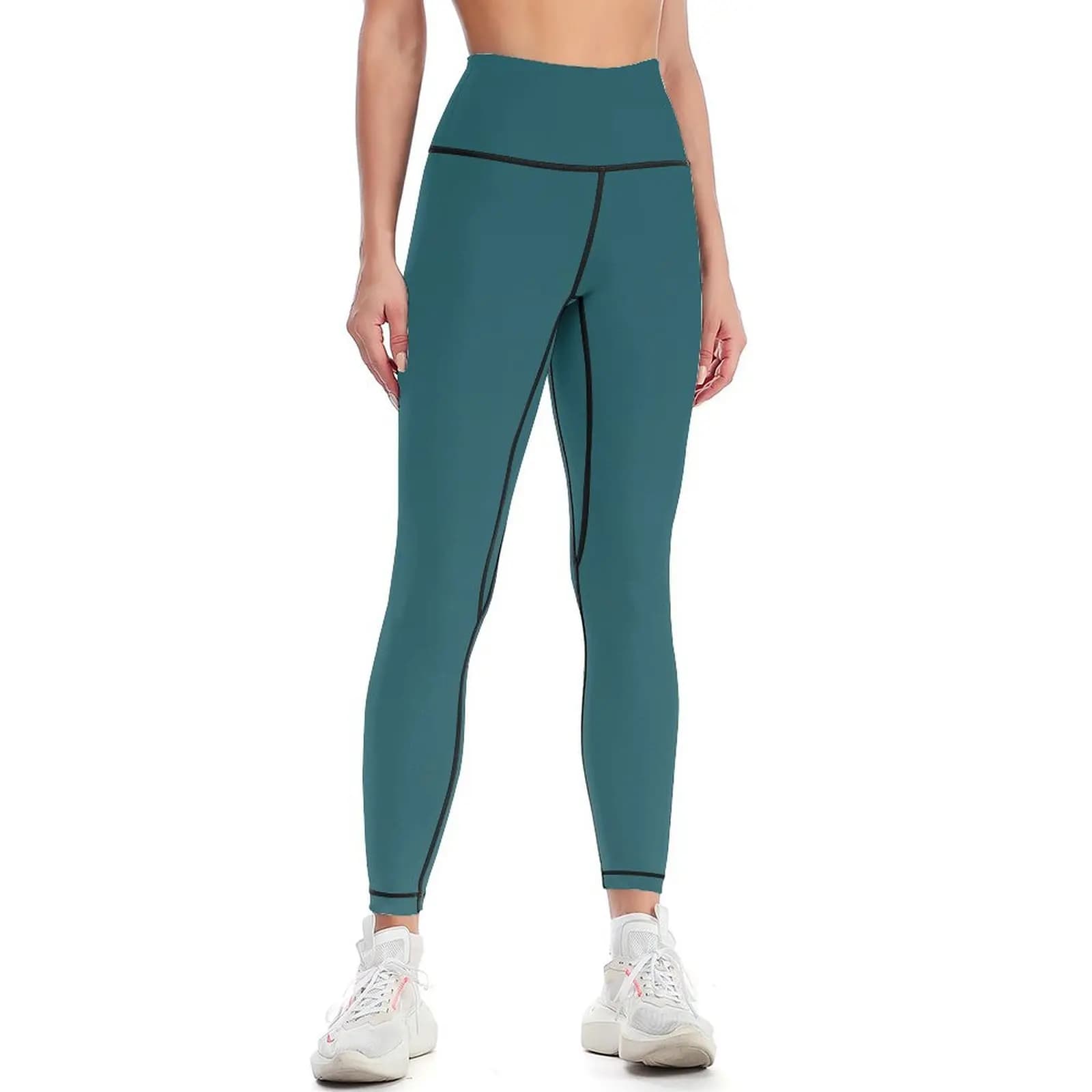 Dark Turquoise Solid Color Leggings sport set sporty woman gym Womens Leggings