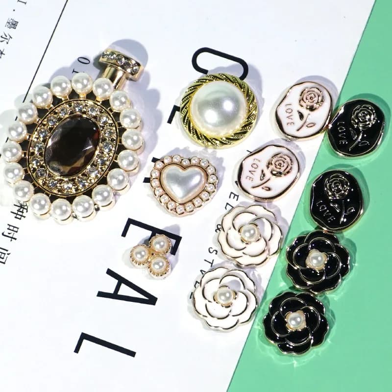 Best Imitation pearl camellia Oval English rose resin Blessing Bag diy drop glue cream shell decorative material bag