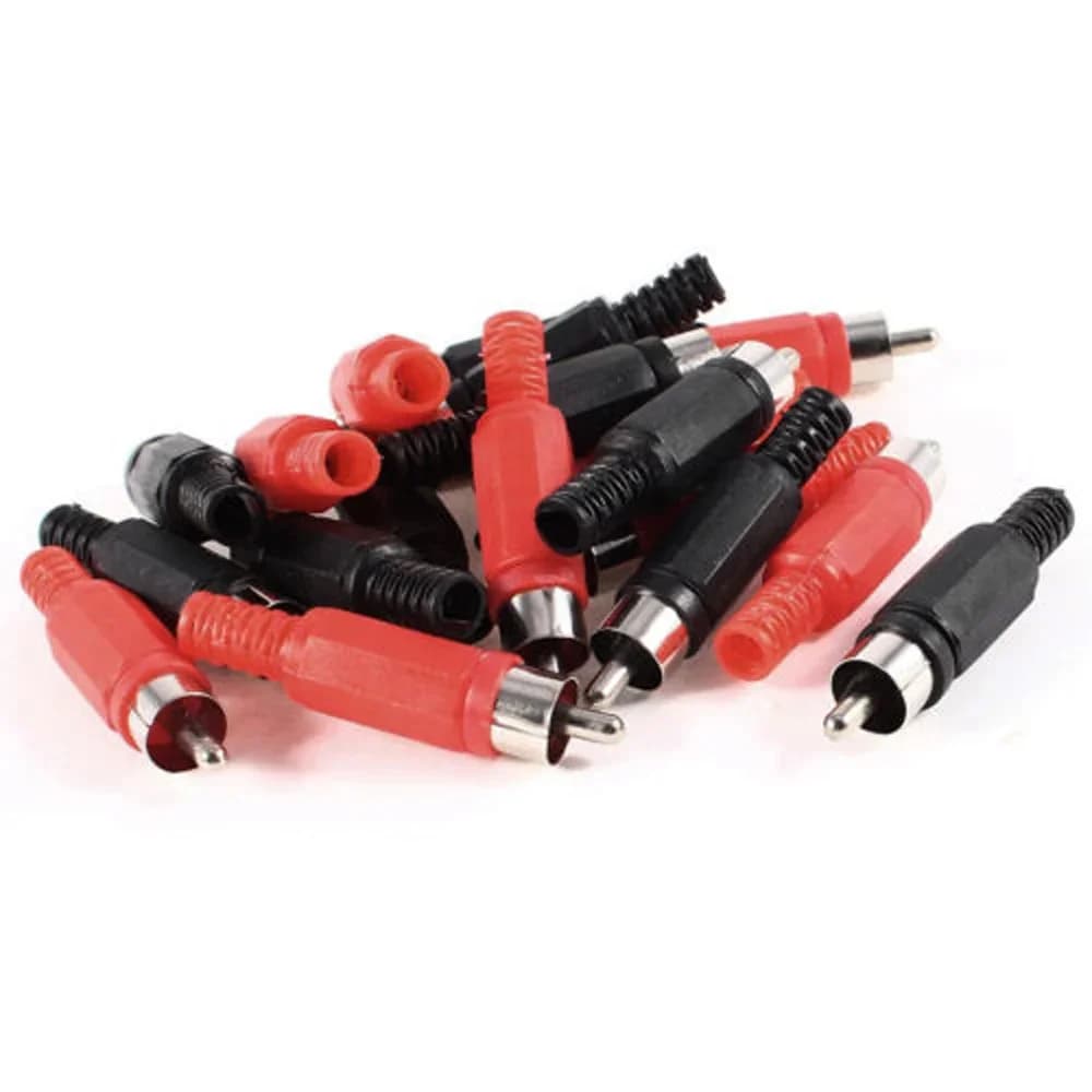 20pcs Black Red RCA Male Plug Audio Video Adapter ConnectorsHigh Quality Plastic Solder Stereo Audio Cable Plug          Adapter