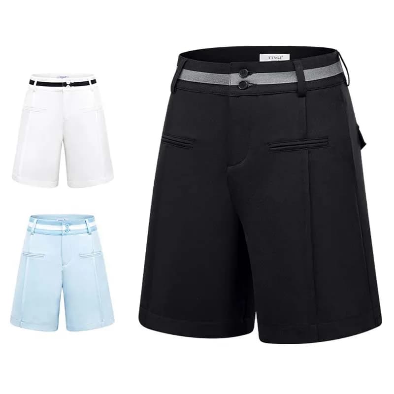 Fashion Lady Sports Shorts Casual High Waist Straight Wide Leg Five-Point Pants Breathable and Comfortable Clothes Apparel