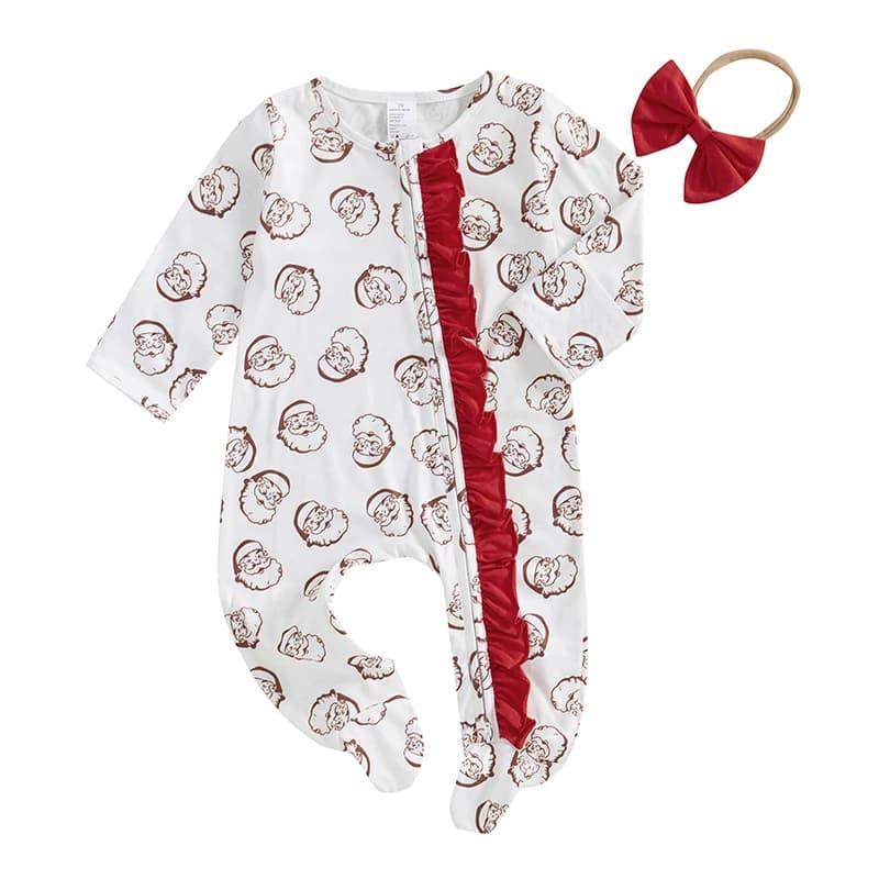 Toddler Girls Winter Snowflake Print Hooded Romper with Faux Fur Trim and Matching Mittens for Christmas Holiday