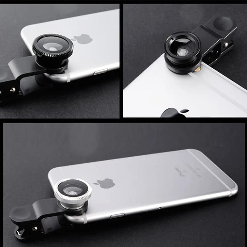 3in1 Fisheye Wide Angle Micro Camera Lens for iPhone Xiaomi Redmi 3IN1 Zoom Fish Eye Len on Smartphone Lenses with Phone Clip