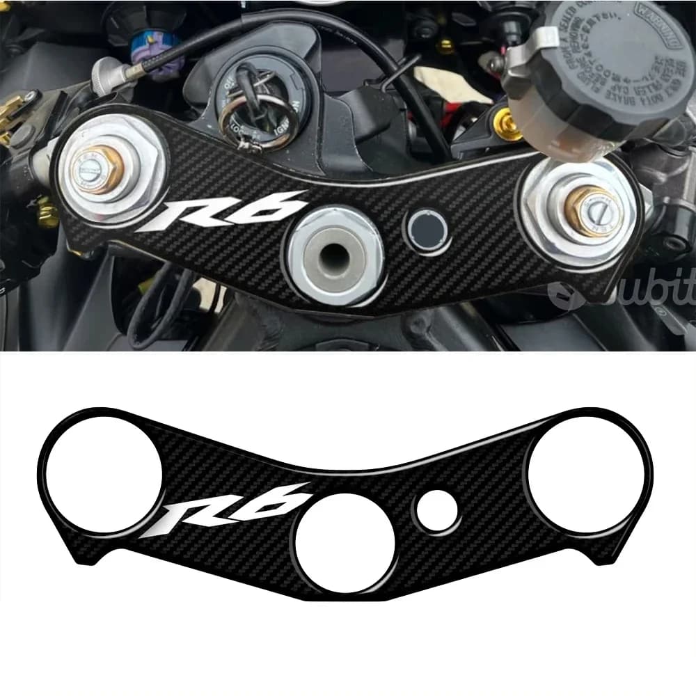3D motorcycle Carbon-look Upper Triple Yoke Cover Protector Decal sticker Case For Yamaha YZF R6 2006-2016