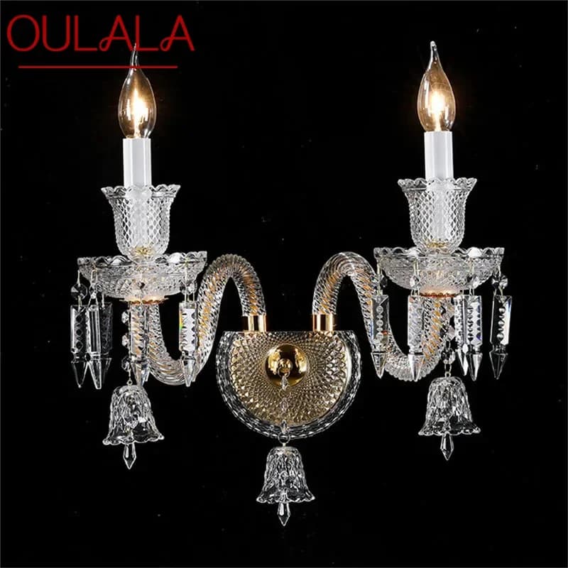 OULALA European Crystal Wall Lamp LED Luxury Candle Living Room Bedroom Study Room Hotel Villa Model Room Hallway Wall Light