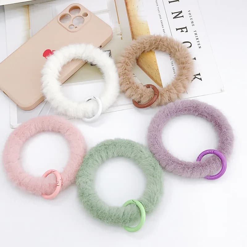 Sweet Colorful Silicone Plush Bracelet Mobile Phone Chain Keychain Women Girls Phone Chain Jewelry Telephone Decoration Gift