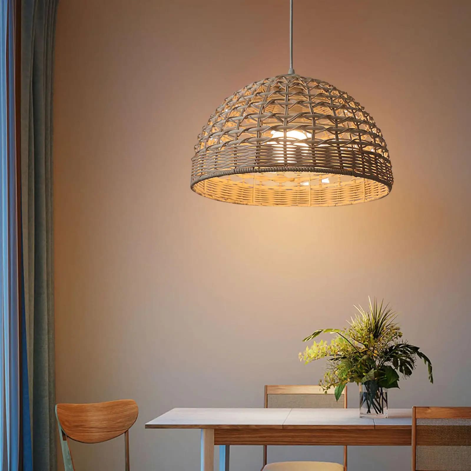 Rattan Lampshade Rattan Chandelier Lampshade Wicker Pendant Light Cover for Hotel